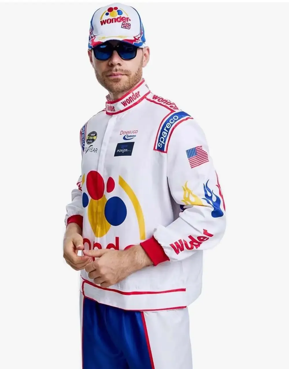 Talladega Nights Ricky Bobby Wonder Bread Racing Costume Set with Hat and Access